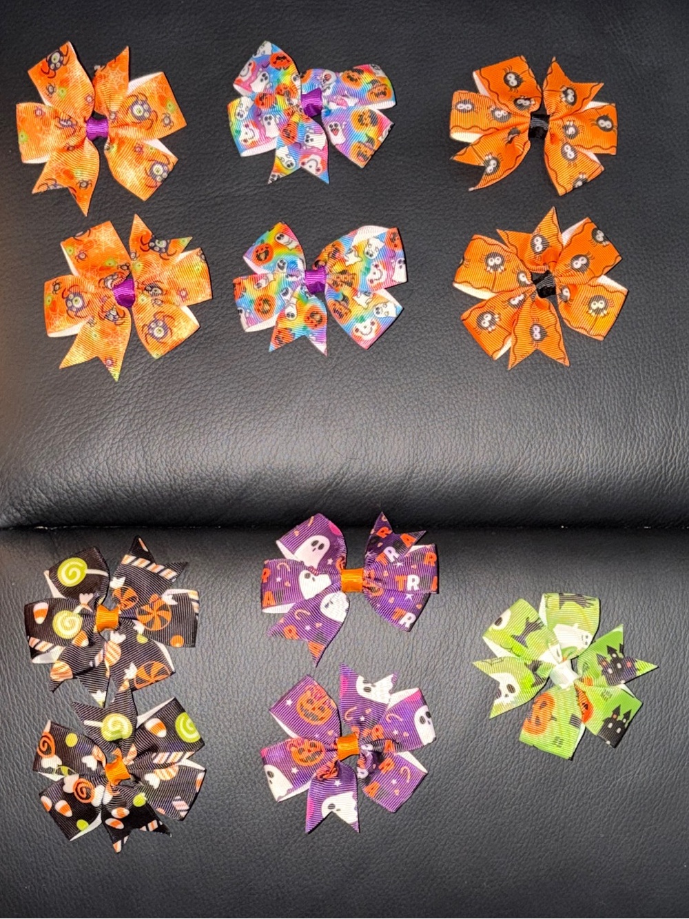 Halloween Hair Bows - Orange, Purple, Green Mix